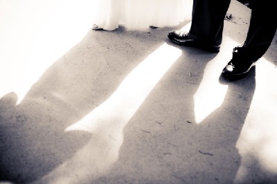 bride and groom happy